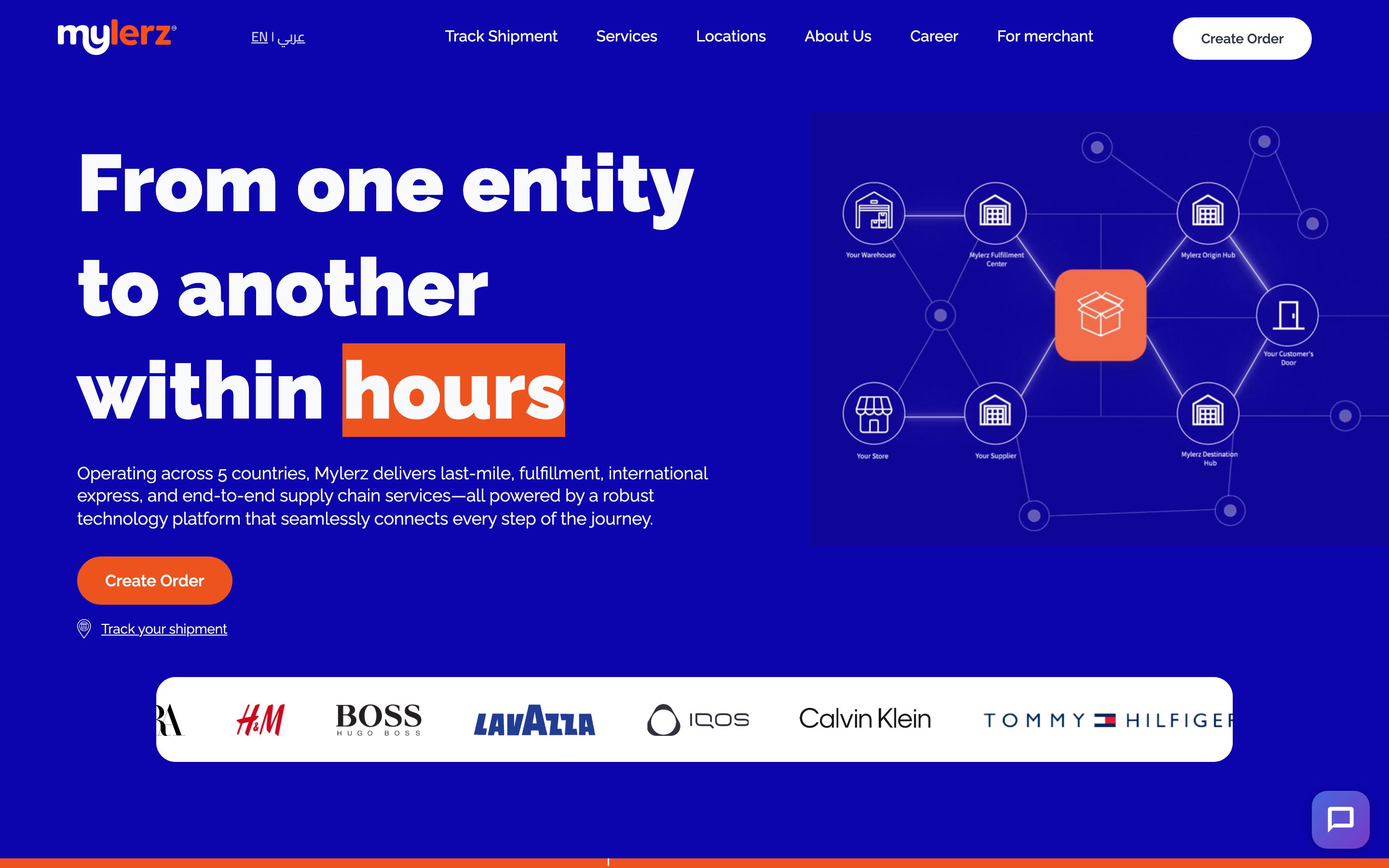 Mylerz — logistics platform homepage
