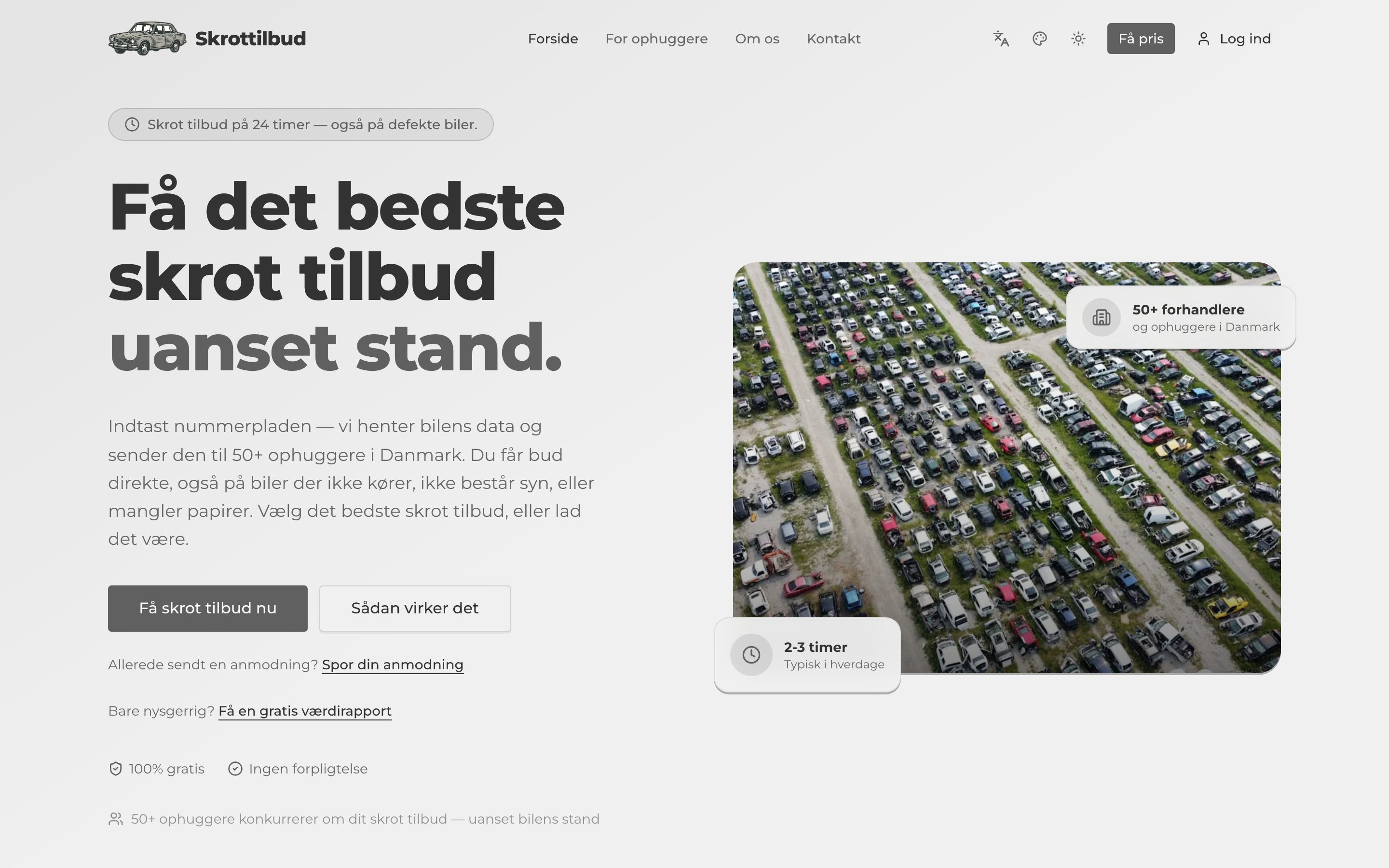 Skrottilbud — Danish scrap-quote marketplace homepage